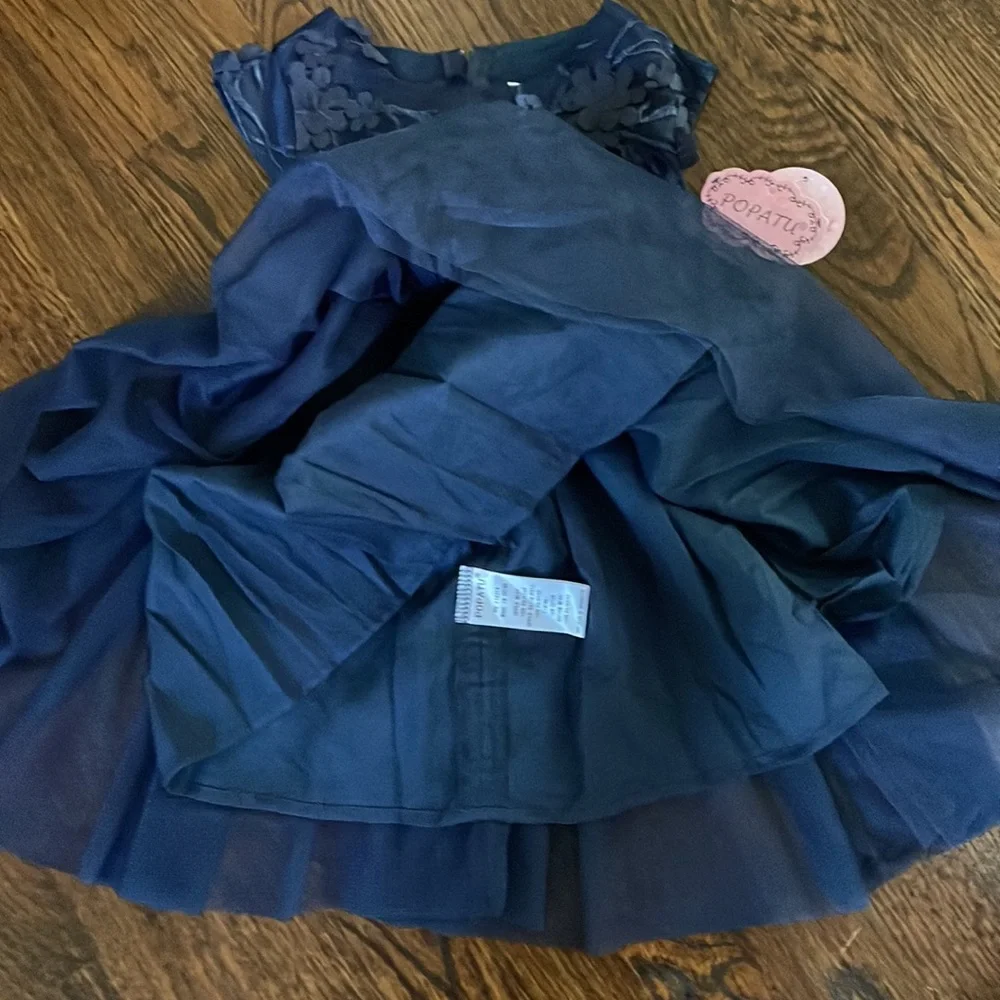 NWT ~ POPATU NAVY TODDLER DRESSY DRESS / NEW -Sz 24 mos - Picture 3 of 13